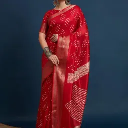 Saree Mall Red Silk Self Saree with Blouse Piece-picture-26