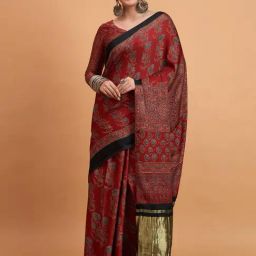 Saree Mall Maroon Viscose Self Saree with Blouse Piece-picture-42