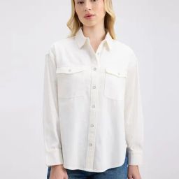 Pepe Jeans Ecru Double Flap Pocket Full Sleeve Oversized Denim Shirt-picture-3