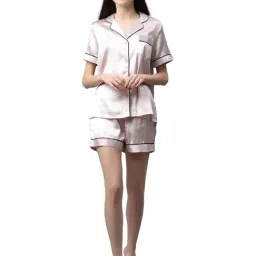 Pretty Loving Thing Purple Satin Solid Top & Shorts Set-image-98