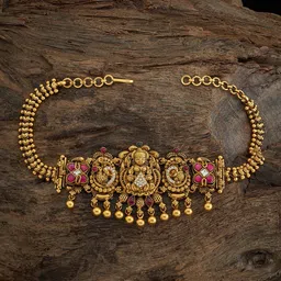 Kushal's Fashion Jewellery 92.5 Pure Silver Gold-Plated Stones Studded Temple Armlet image 3