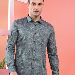 COBB Men Spread Collar Abstract Printed Cotton Casual Shirt-picture-39
