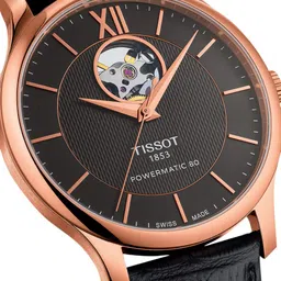 TISSOT Men Black Dial & Leather Straps Analogue Automatic Motion Powered Watch T0639073606800 image 4