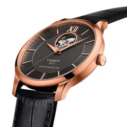 TISSOT Men Black Dial & Leather Straps Analogue Automatic Motion Powered Watch T0639073606800 image 5