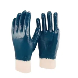 Swavind Safety Hand Gloves Durable Synthetic Fabric Latex & Nitrile Coated Palm with Abrasion Resistance Dark Blue & White Free Size-picture-48