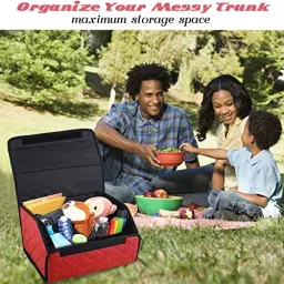 Allextreme Backseat Trunk Organizer Bag Faux Leather Orange and Black Color and Small Size for Cars, SUVs & Trucks, EXTOSOB1 image 5