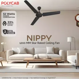 Polycab Nippy Ceiling Fan Matt Black 1200 mm 52 W image 2