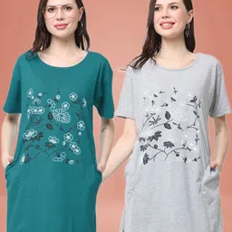 DDASPRATION Women Floral 2 Printed Pockets T-shirt-picture-23