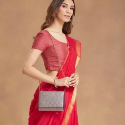 fabindia fashion Fabindia Blue Silk Blend Clutch with Detachable Strap (M)-picture-18