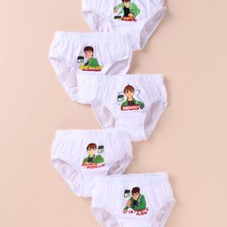 Bodycare Cotton Knit Briefs withBen 10 Graphics Pack of 5 - White-picture-40
