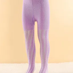 cute walk by babyhug Cutewalk by Babyhug Anti Bacterial Footed Tights Solid - Lavender image 2