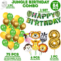Zyozi Jungle Safari Birthday Decoration Set For Birthday Multicolor - Pack of 84 image 2