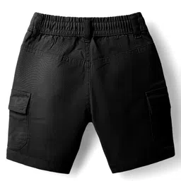 Ruff Cotton Woven Above Knee Length Solid Coloured Bermuda Short With Side Pockets - Black image 2