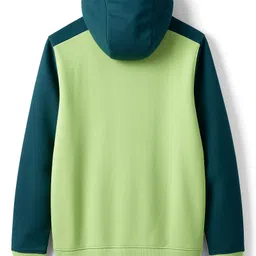 ADIDAS KIDS Cotton Knit Full Sleeves Hooded SweatJacket with Kangaroo Pocket & Tape Detailing - Limegreen image 3