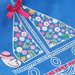 babyhug Bayhug Cotton Half Sleeves Tee With Boat Graphics- Navy Blue image 3