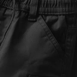 Ruff Cotton Woven Above Knee Length Solid Coloured Bermuda Short With Side Pockets - Black image 3