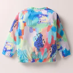 Olio Kids Looper Knit Full Sleeves Winter Wear Co-Ord Sweatshirt & Jogger Set with Abstract Print - Sea Green & Blue image 3