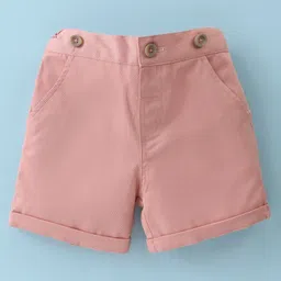 ToffyHouse Poplin Woven Half Sleeves Printed Shirt & Shorts Set with Suspender & Bow - Peach & White image 4