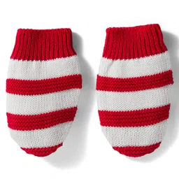 Babyhug Organic Cotton Knit Striped Woollen Cap & Mittens Red - Diameter 11 cm image 4