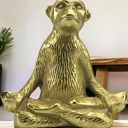Hind Decor Gold-Toned Monkey Meditation Sculpture Showpiece-picture-22