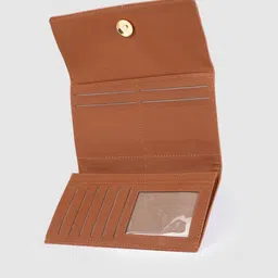 Baggit Women Tan Textured Synthetic Leather Three Fold Wallet image 5