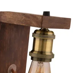 Homesake Brown Table Wooden Table Lamp with Gold Holder (Bulb Included) - Set of 1 image 4