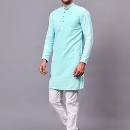 Swegzin Men Embroidered Chikankari Kurta image 5