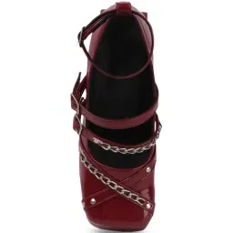TRYME Women's Maroon Ankle Strap Sandals image 4