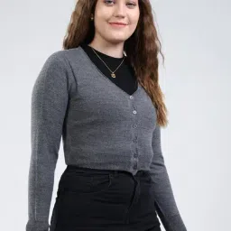 MONTE CARLO Grey Solid Cardigan image 3