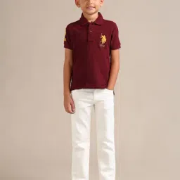 US Polo Kids Boys Maroon Cotton T-Shirt-image-51