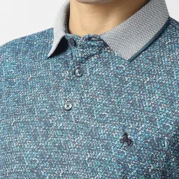 Van Heusen Blue Regular Fit Printed Polo T-Shirt image 4