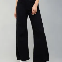 DOLCE CRUDO Black Denim Relaxed Fit High Rise Jeans-picture-17
