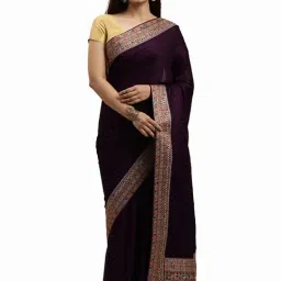 Mohey Purple Embellished Saree With Blouse-image-14