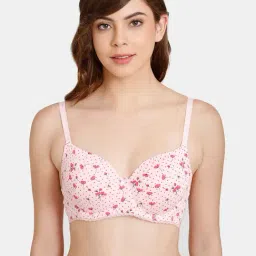 Rosaline by Zivame Pink Printed Half Coverage T-Shirt Bra-picture-26