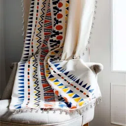 Urban Space Bohemian Multicolor Cotton 7 Ft. Door Curtain with Stainless Steel Rings-image-24