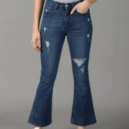 showoffff SHOWOFF Navy Distressed Relaxed Fit Mid Rise Jeans-picture-23
