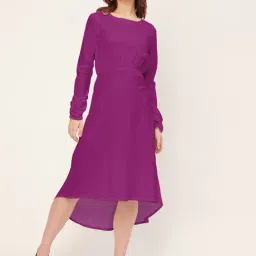 Moomaya Dark Purple Relaxed Fit High-low Dress-picture-16