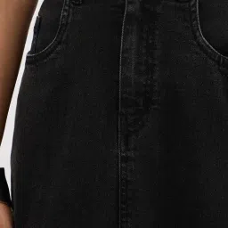 FEMMELLA Black Denim Solid Skirt image 5