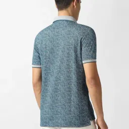 Van Heusen Blue Regular Fit Printed Polo T-Shirt image 2