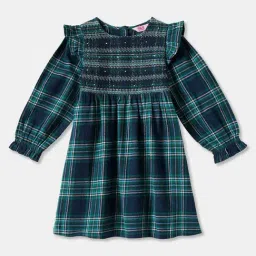 R&B Kids Green Checked Regular Fit Dress-picture-17