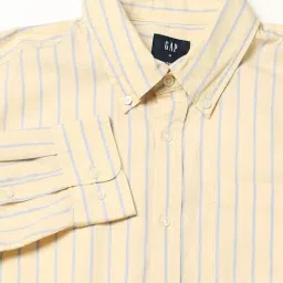 GAP Yellow Cotton Regular Fit Striped Shirt image 5