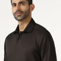 Blackberrys Self Design Spread Collar Long Sleeves Pure Cotton Slim Fit Shirt image 5