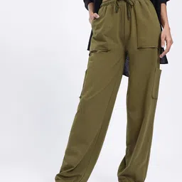 glitchez Women Baggy Fit Cargo Style Trousers-image-16