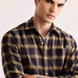 Red Flame Tartan Checked Twill Weave Casual Shirt image 2