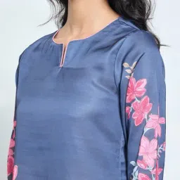 Rangmanch By Pantaloons Deja Vu Blue Regular Fit Printed Kurta image 5