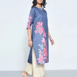 Rangmanch By Pantaloons Deja Vu Blue Regular Fit Printed Kurta image 3
