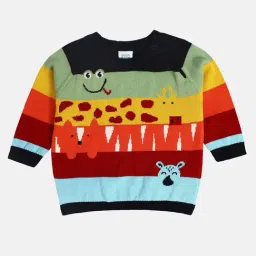 MINIKLUB Boys Multicolor Self Design Full Sleeves Sweater-picture-11