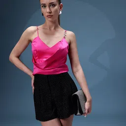bebe Future Glam Satin Crop Empire Top-image-35