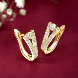 Peora Stylish Gold-Plated Cubic Zirconia Hoop Earrings-picture-42