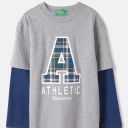 United Colors of Benetton Kids Grey Cotton Printed Tshirt-picture-31